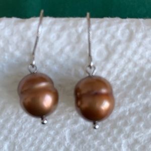 Honora Bronze ringed pearl shephard hook earrings